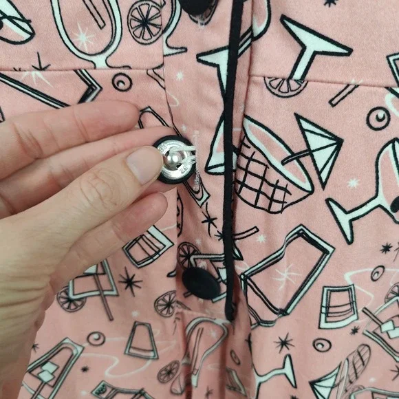 Voodoo Vixen Dress Womens Large Pink Cocktail Tiki Print Rockabilly Retro - Picture 4 of 10